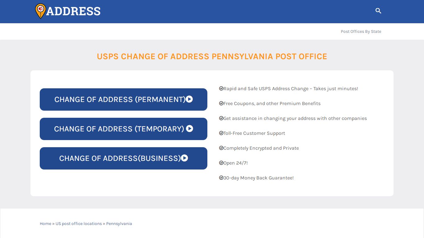 USPS Change of Address Pennsylvania Post Office
